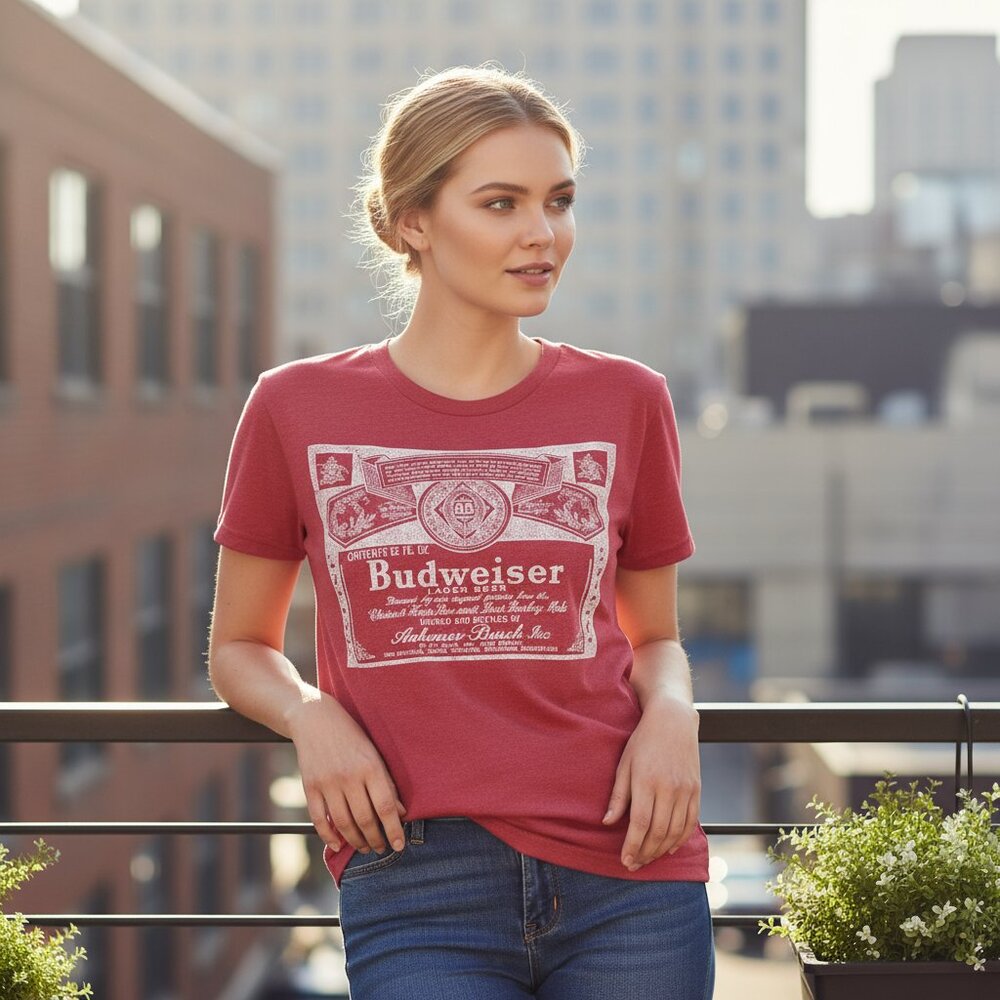 Budweiser Beer Short Sleeve Crewneck Relaxed Graphic Tee (Unisex)